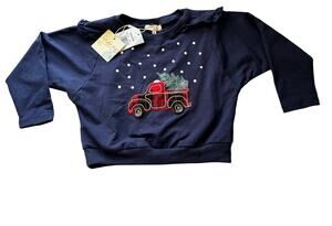 New Nordstrom TINY TRIBE Holiday sweatshirt Applique sz 4 SO Cute ~